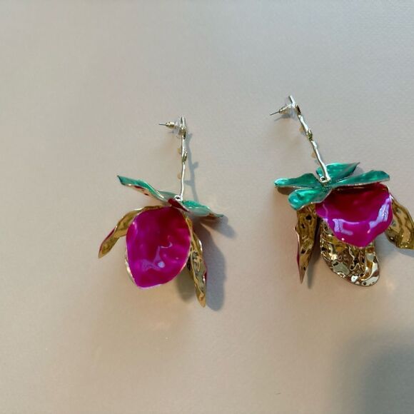 Flower drop earrings #1296 - Picture 3 of 4